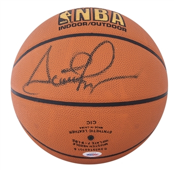 Charles Barkley, Hakeem Olajuwon & Scottie Pippen Multi Signed Spalding Basketball (PSA/DNA)